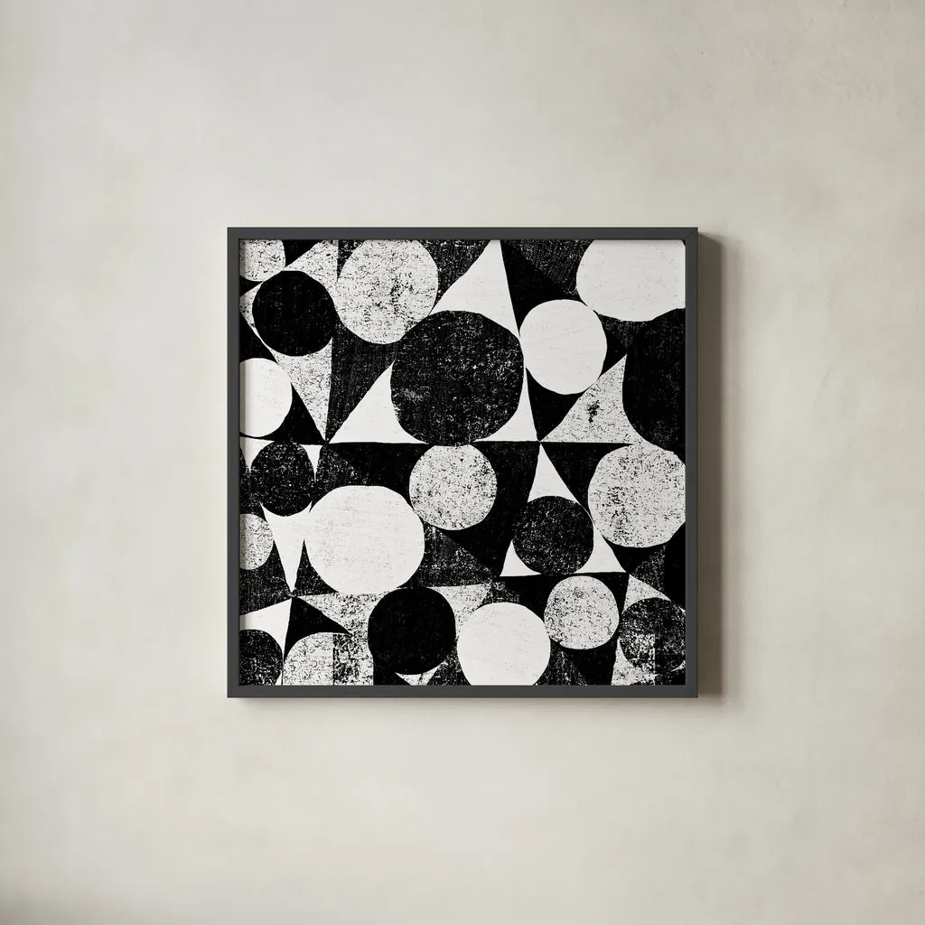 Spotty II by Michael Mullan. Shown in a sleek black glass frame for a contemporary gallery look. Available as an archival giclee rolled canvas, fine art paper, or poster print. SKU 16740a.