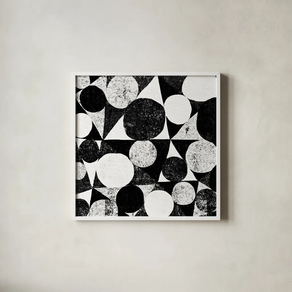 Spotty II by Michael Mullan. Shown in a crisp white glass frame for a clean and minimalist style. Available as an archival giclee rolled canvas, fine art paper, or poster print. SKU 16740a.