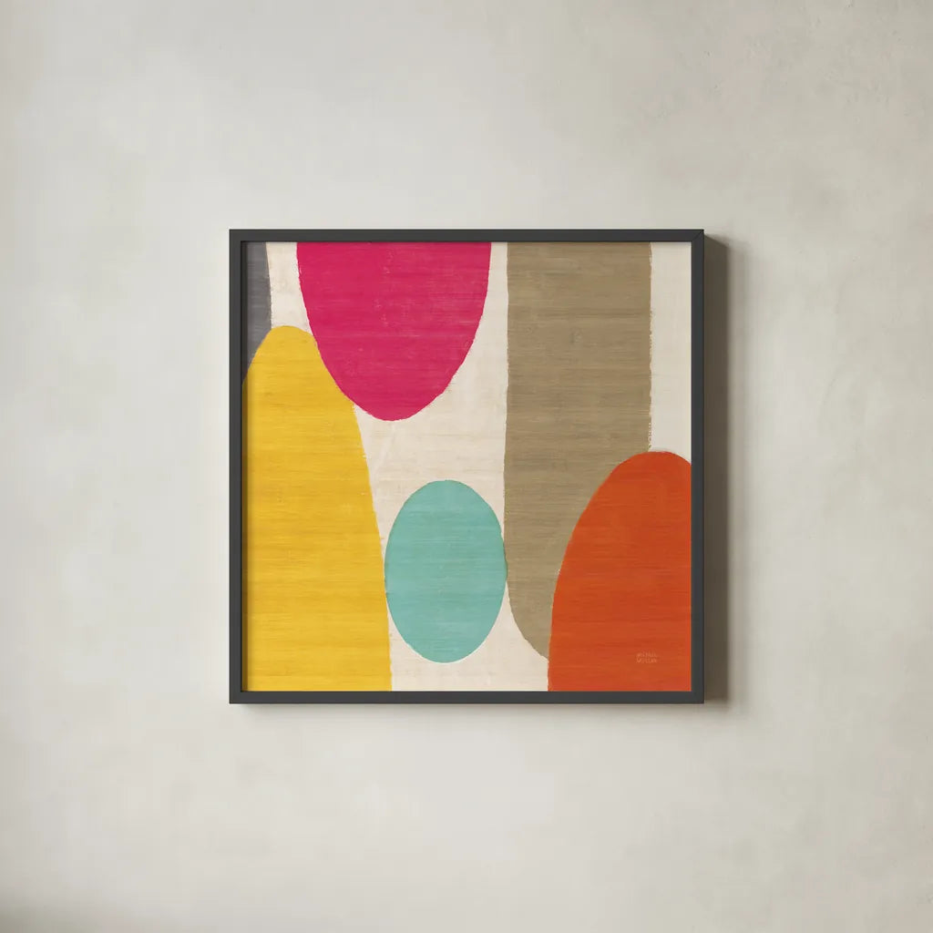 Spring Costa Del Sol I by Michael Mullan. Shown in a sleek black glass frame for a contemporary gallery look. Available as an archival giclee rolled canvas, fine art paper, or poster print. SKU 11157a.