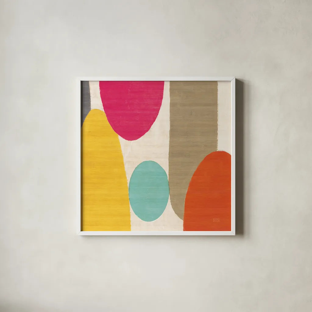 Spring Costa Del Sol I by Michael Mullan. Shown in a crisp white glass frame for a clean and minimalist style. Available as an archival giclee rolled canvas, fine art paper, or poster print. SKU 11157a.