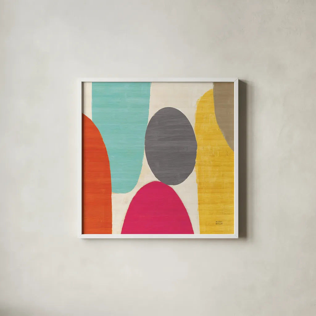 Spring Costa Del Sol II by Michael Mullan. Shown in a crisp white glass frame for a clean and minimalist style. Available as an archival giclee rolled canvas, fine art paper, or poster print. SKU 11158a.