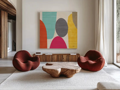 Spring Costa Del Sol II by Michael Mullan. Shown as extra-large giant wall art in a modern living room. Available as an archival giclee rolled canvas, fine art paper, or poster print. SKU 11158a.