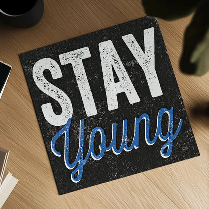 Stay Young by Michael Mullan. Shown as a detailed flat fine art print, highlighting archival giclee quality. Available as an archival giclee rolled canvas, fine art paper, or poster print. SKU 13852a.