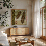 Summer Pine I by Michael Mullan. Shown in a natural wood frame in a cozy modern living room. Available as an archival giclee rolled canvas, fine art paper, or poster print. SKU 5525a.