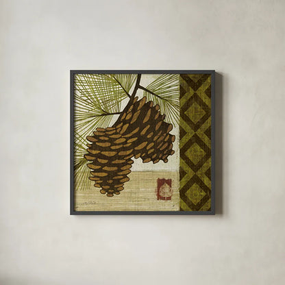 Summer Pine II by Michael Mullan. Shown in a sleek black glass frame for a contemporary gallery look. Available as an archival giclee rolled canvas, fine art paper, or poster print. SKU 5526a.