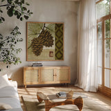 Summer Pine II by Michael Mullan. Shown in a natural wood frame in a cozy modern living room. Available as an archival giclee rolled canvas, fine art paper, or poster print. SKU 5526a.