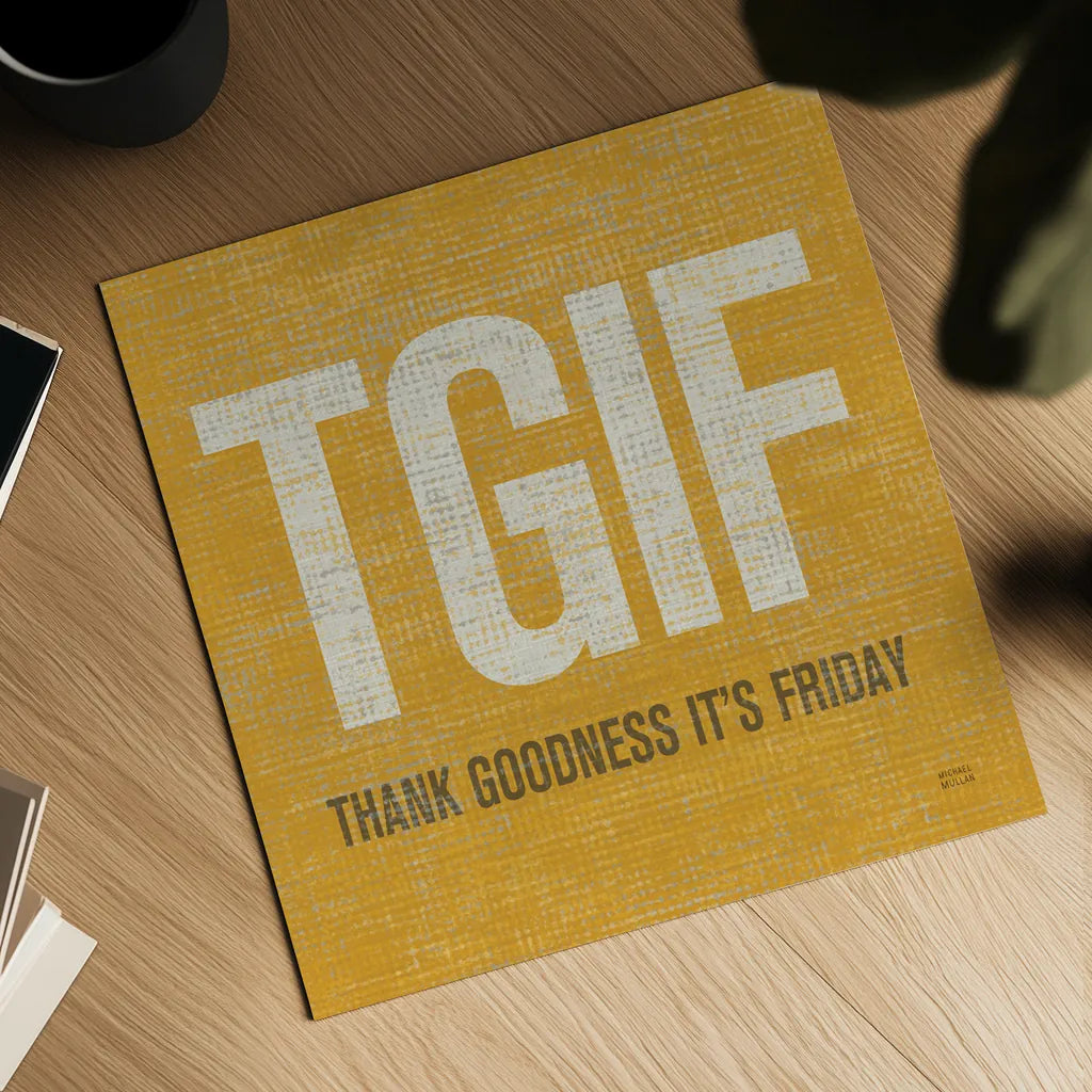 TGIF Square by Michael Mullan. Shown as a detailed flat fine art print, highlighting archival giclee quality. Available as an archival giclee rolled canvas, fine art paper, or poster print. SKU 50840a.