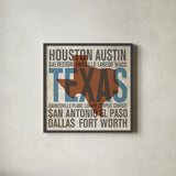 Texas v2 by Michael Mullan. Shown in a sleek black glass frame for a contemporary gallery look. Available as an archival giclee rolled canvas, fine art paper, or poster print. SKU 18074a.