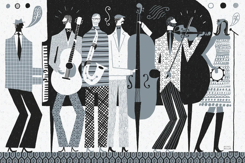 The Band BW by Michael Mullan. SKU 51116i. Archival Giclee Fine art print for wall decor.