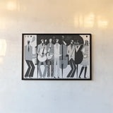 The Band BW by Michael Mullan. shown as a paper print in a black flame. Available as a archival giclee rolled canvas, fine art paper, or poster print. SKU 51116i.