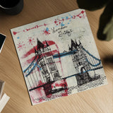 Tower Bridge by Michael Mullan. Shown as a detailed flat fine art print, highlighting archival giclee quality. Available as an archival giclee rolled canvas, fine art paper, or poster print. SKU 17752a.