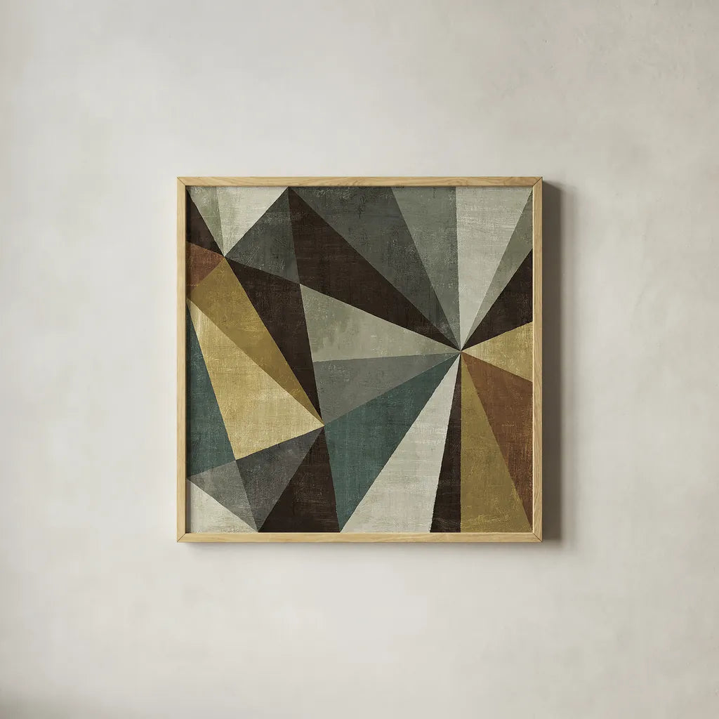 Triangulawesome by Michael Mullan. Shown in a natural wood glass frame for a timeless modern aesthetic. Available as an archival giclee rolled canvas, fine art paper, or poster print. SKU 13195a.
