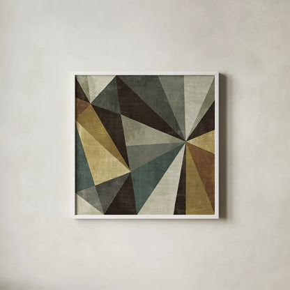 Triangulawesome by Michael Mullan. Shown in a crisp white glass frame for a clean and minimalist style. Available as an archival giclee rolled canvas, fine art paper, or poster print. SKU 13195a.