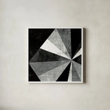 Triangulawesome BW I by Michael Mullan. Shown in a crisp white glass frame for a clean and minimalist style. Available as an archival giclee rolled canvas, fine art paper, or poster print. SKU 15682a.