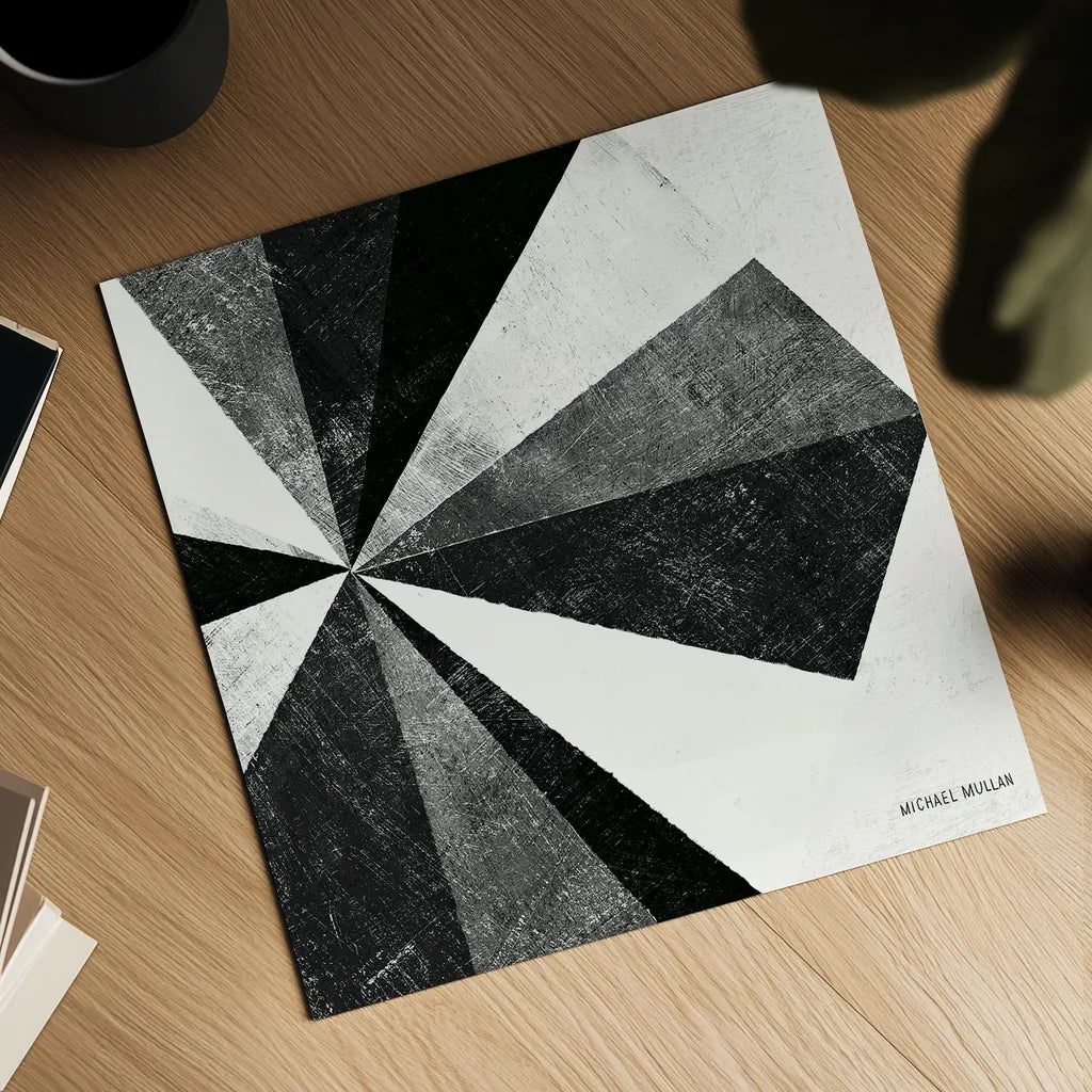 Triangulawesome BW II by Michael Mullan. Shown as a detailed flat fine art print, highlighting archival giclee quality. Available as an archival giclee rolled canvas, fine art paper, or poster print. SKU 15683a.