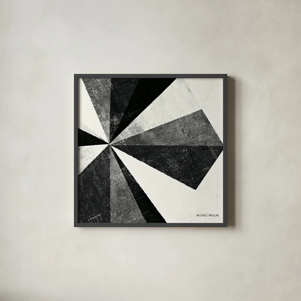 Triangulawesome BW II by Michael Mullan. Shown in a sleek black glass frame for a contemporary gallery look. Available as an archival giclee rolled canvas, fine art paper, or poster print. SKU 15683a.