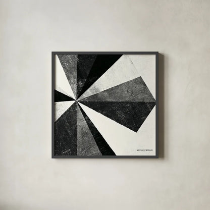 Triangulawesome BW II by Michael Mullan. Shown in a sleek black glass frame for a contemporary gallery look. Available as an archival giclee rolled canvas, fine art paper, or poster print. SKU 15683a.