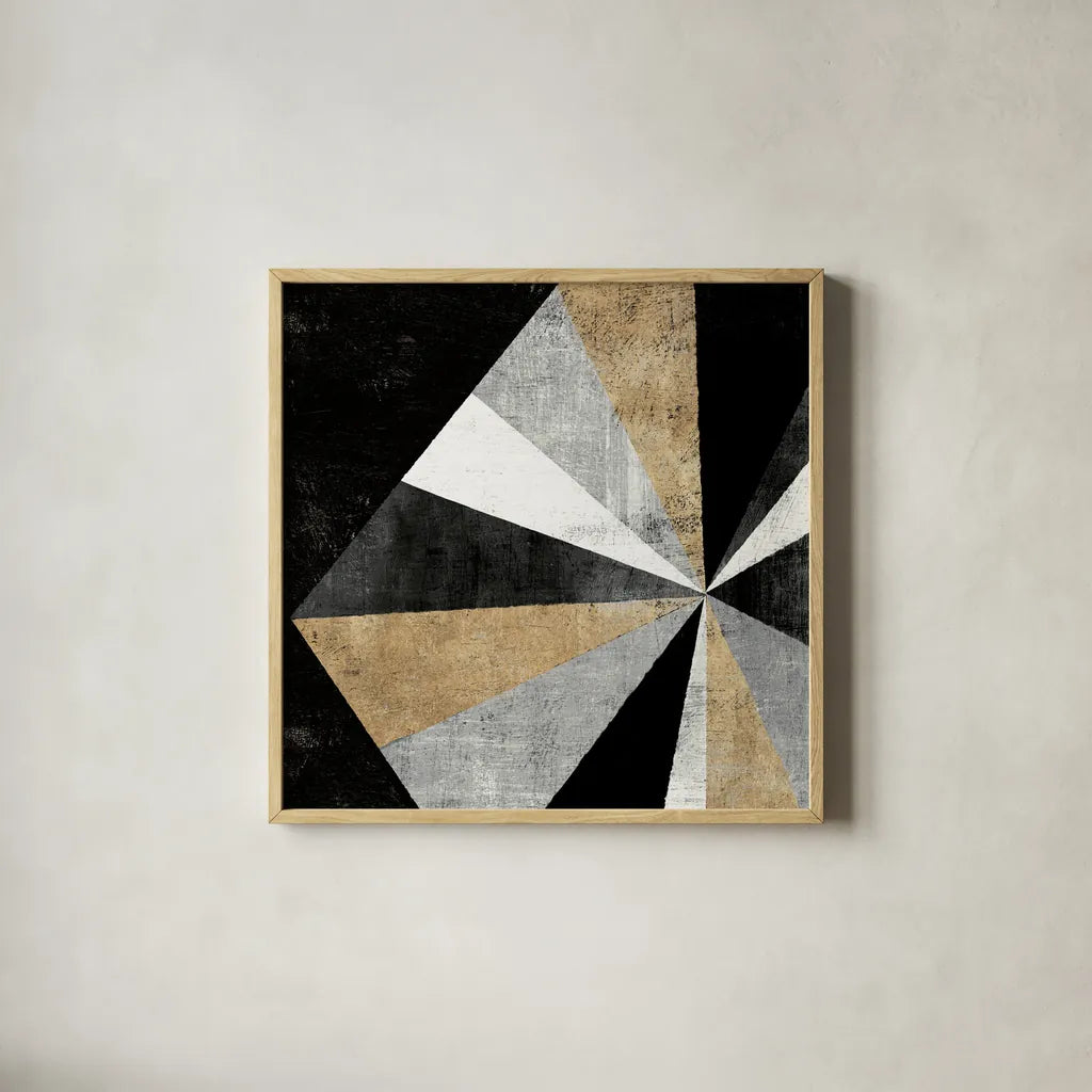 Triangulawesome I BWG by Michael Mullan. Shown in a natural wood glass frame for a timeless modern aesthetic. Available as an archival giclee rolled canvas, fine art paper, or poster print. SKU 56579a.