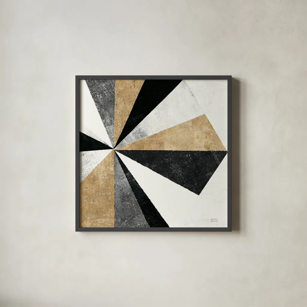 Triangulawesome II BWG Crop by Michael Mullan. Shown in a sleek black glass frame for a contemporary gallery look. Available as an archival giclee rolled canvas, fine art paper, or poster print. SKU 56580a.