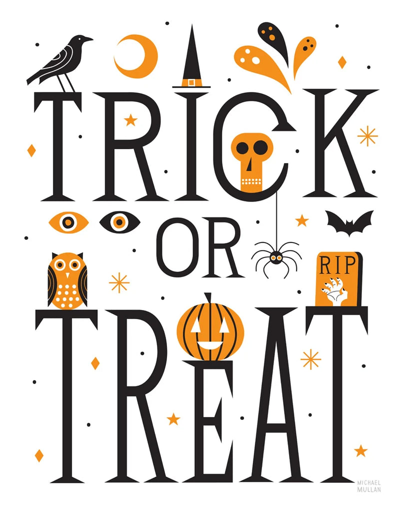 Trick or Treat I Bright White by Michael Mullan