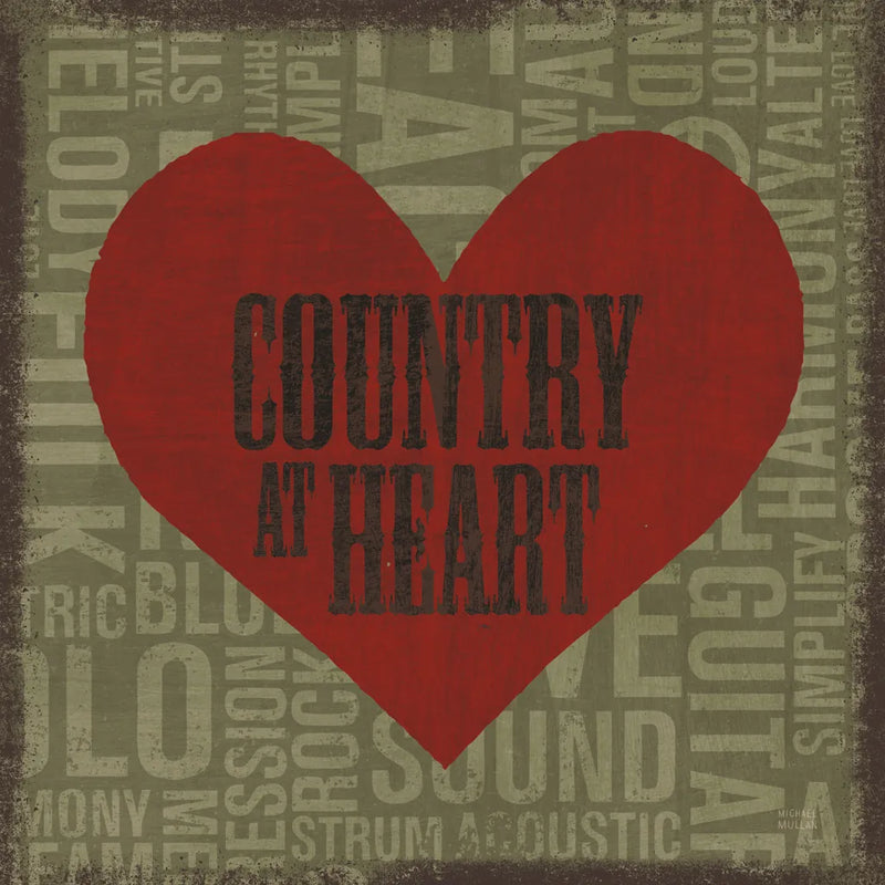 Type Band Country at Heart by Michael Mullan. SKU 51052a. Archival Giclee Fine art print for wall decor.