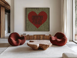 Type Band Country at Heart by Michael Mullan. Shown as extra-large giant wall art in a modern living room. Available as an archival giclee rolled canvas, fine art paper, or poster print. SKU 51052a.