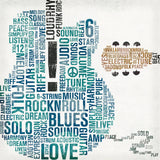 Type Guitar Colorful Square II by Michael Mullan. SKU 48418a. Archival Giclee Fine art print for wall decor.