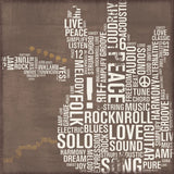 Type Guitar Neutral Square I by Michael Mullan. SKU 51034a. Archival Giclee Fine art print for wall decor.