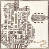Type Guitar Neutral Square II by Michael Mullan. SKU 51035a. Archival Giclee Fine art print for wall decor.