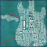 Type Guitar Square I by Michael Mullan. SKU 51039a. Archival Giclee Fine art print for wall decor.