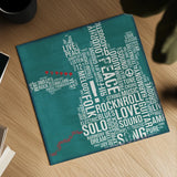 Type Guitar Square I by Michael Mullan. Shown as a detailed flat fine art print, highlighting archival giclee quality. Available as an archival giclee rolled canvas, fine art paper, or poster print. SKU 51039a.