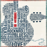 Type Guitar Square II Red by Michael Mullan. SKU 51037a. Archival Giclee Fine art print for wall decor.