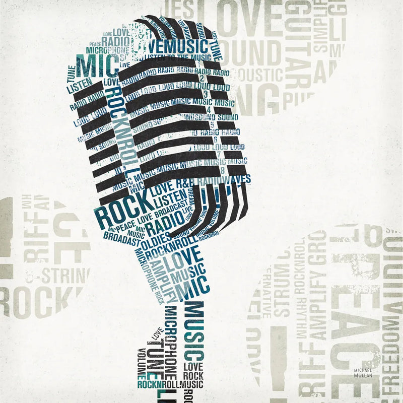 Type Mic Colorful Square by Michael Mullan. SKU 51041a. Archival Giclee Fine art print for wall decor.