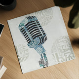 Type Mic Colorful Square by Michael Mullan. Shown as a detailed flat fine art print, highlighting archival giclee quality. Available as an archival giclee rolled canvas, fine art paper, or poster print. SKU 51041a.