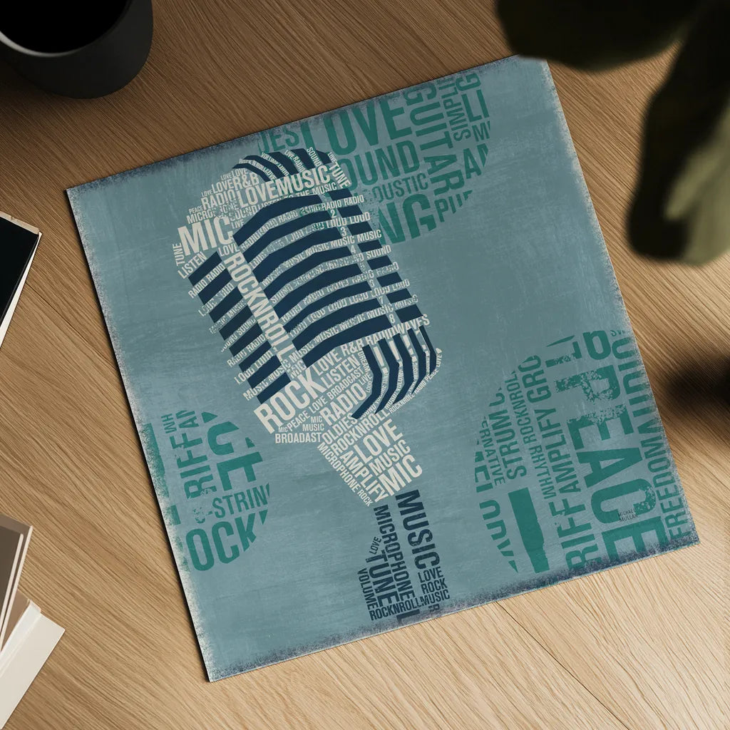 Type Mic Light Square by Michael Mullan. Shown as a detailed flat fine art print, highlighting archival giclee quality. Available as an archival giclee rolled canvas, fine art paper, or poster print. SKU 51043a.