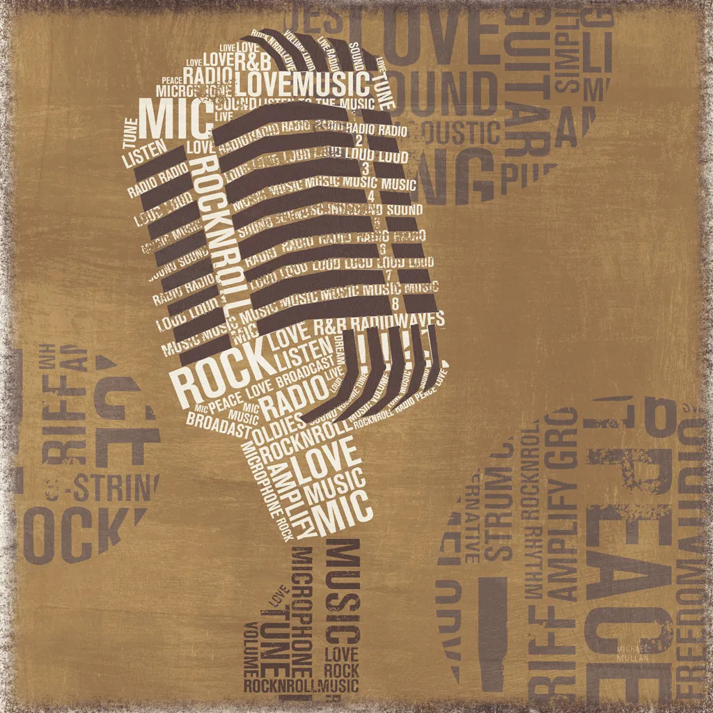 Type Mic Neutral Square by Michael Mullan. SKU 51036a. Archival Giclee Fine art print for wall decor.