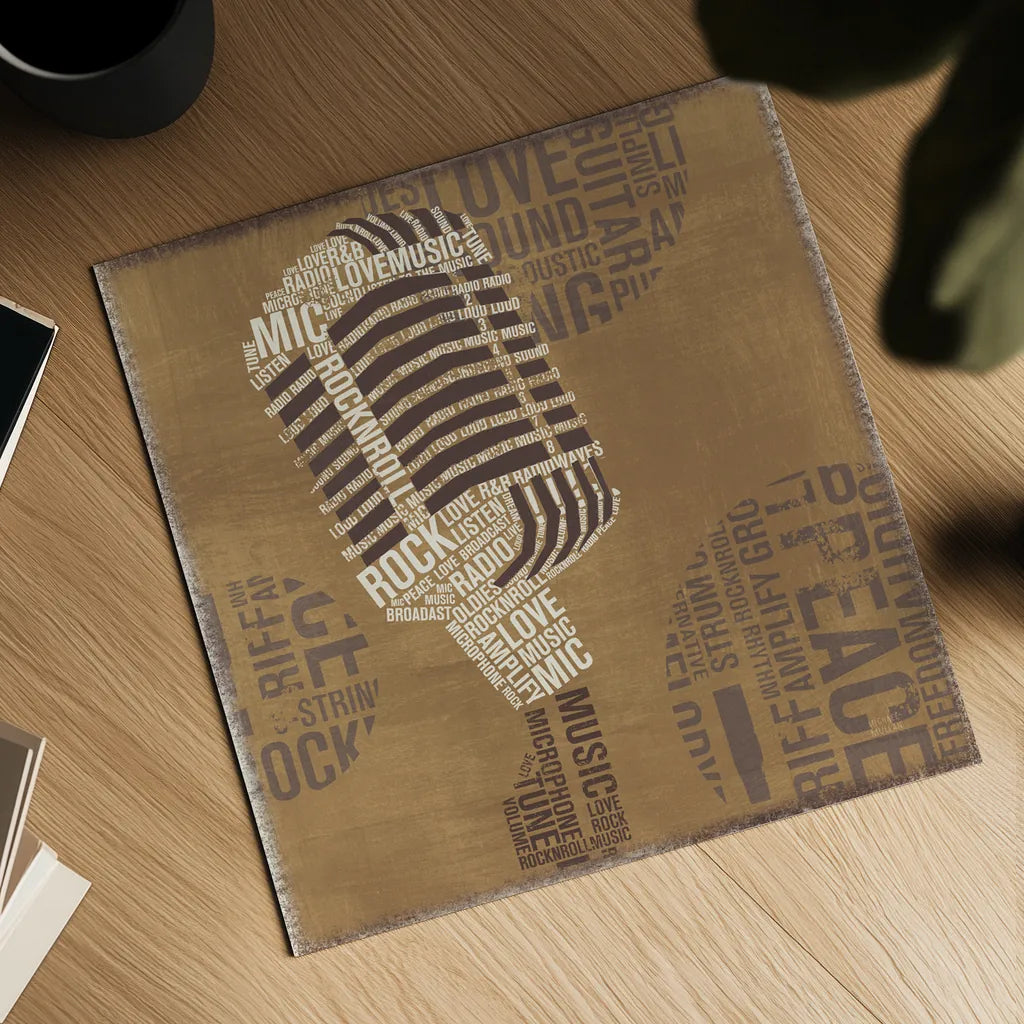 Type Mic Neutral Square by Michael Mullan. Shown as a detailed flat fine art print, highlighting archival giclee quality. Available as an archival giclee rolled canvas, fine art paper, or poster print. SKU 51036a.