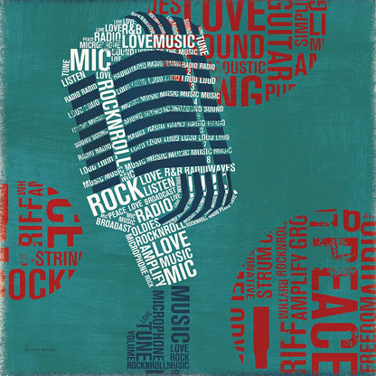 Type Mic Square by Michael Mullan. SKU 12413a. Archival Giclee Fine art print for wall decor.