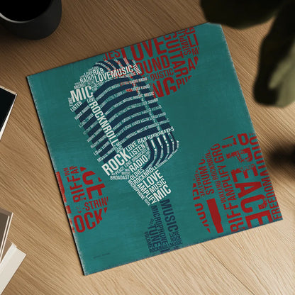 Type Mic Square by Michael Mullan. Shown as a detailed flat fine art print, highlighting archival giclee quality. Available as an archival giclee rolled canvas, fine art paper, or poster print. SKU 12413a.