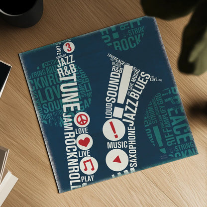 Type Sax Square by Michael Mullan. Shown as a detailed flat fine art print, highlighting archival giclee quality. Available as an archival giclee rolled canvas, fine art paper, or poster print. SKU 12414a.