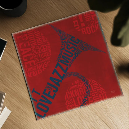 Type Trumpet Square by Michael Mullan. Shown as a detailed flat fine art print, highlighting archival giclee quality. Available as an archival giclee rolled canvas, fine art paper, or poster print. SKU 12415a.