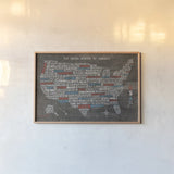 US City Map on Wood Gray by Michael Mullan. shown as a paper print in a natural frame. Available as a archival giclee rolled canvas, fine art paper, or poster print. SKU 21210i.