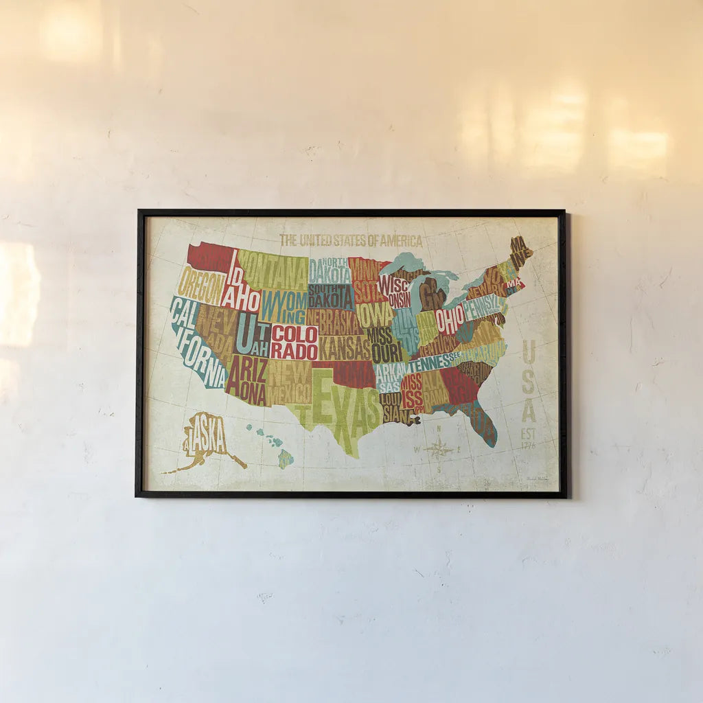 USA Modern by Michael Mullan. shown as a paper print in a black flame. Available as a archival giclee rolled canvas, fine art paper, or poster print. SKU 11489i.