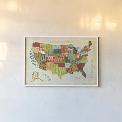 USA Modern by Michael Mullan. shown as a paper print in a white frame. Available as a archival giclee rolled canvas, fine art paper, or poster print. SKU 11489i.
