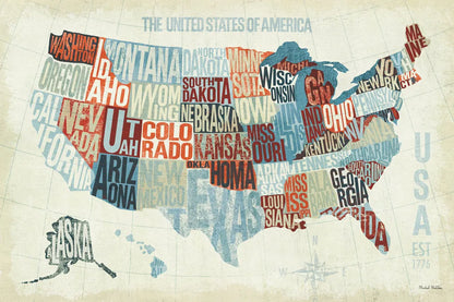 USA Modern Blue by Michael Mullan. SKU 9417i. Archival Giclee Fine art print for wall decor.