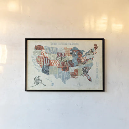 USA Modern Blue by Michael Mullan. shown as a paper print in a black flame. Available as a archival giclee rolled canvas, fine art paper, or poster print. SKU 9417i.