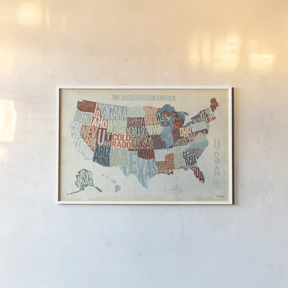 USA Modern Blue by Michael Mullan. shown as a paper print in a white frame. Available as a archival giclee rolled canvas, fine art paper, or poster print. SKU 9417i.