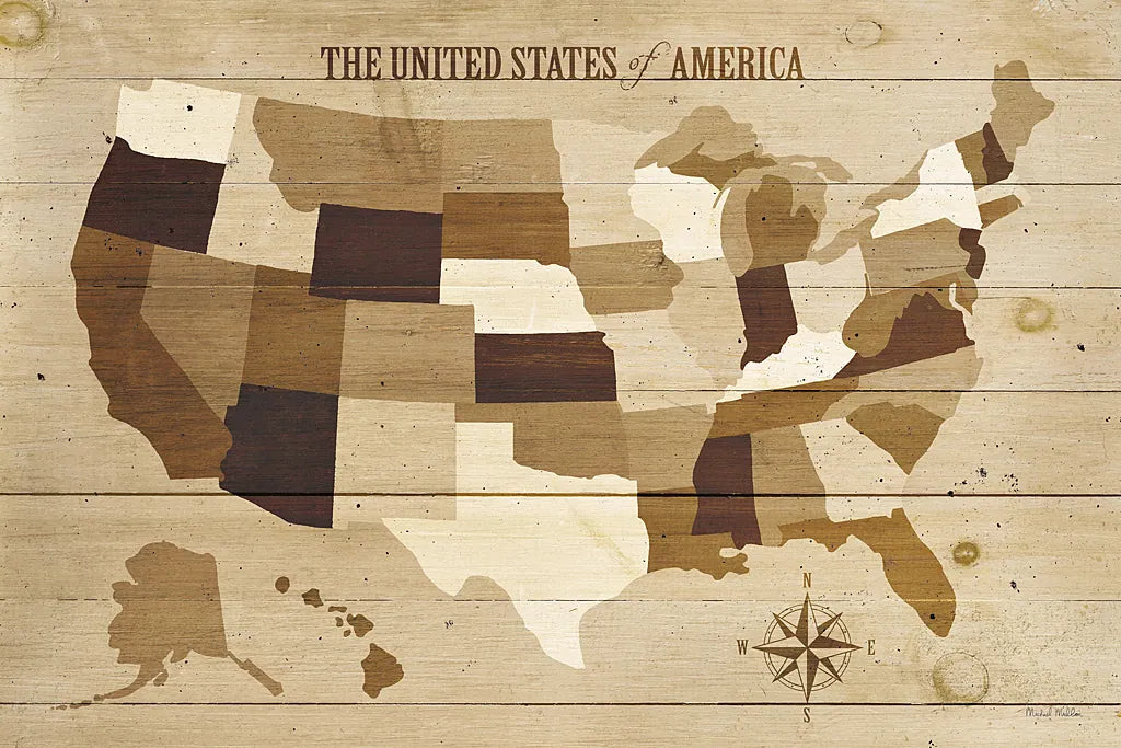 USA Modern Vintage Wood by Michael Mullan. SKU 12805i. Archival Giclee Fine art print for wall decor.