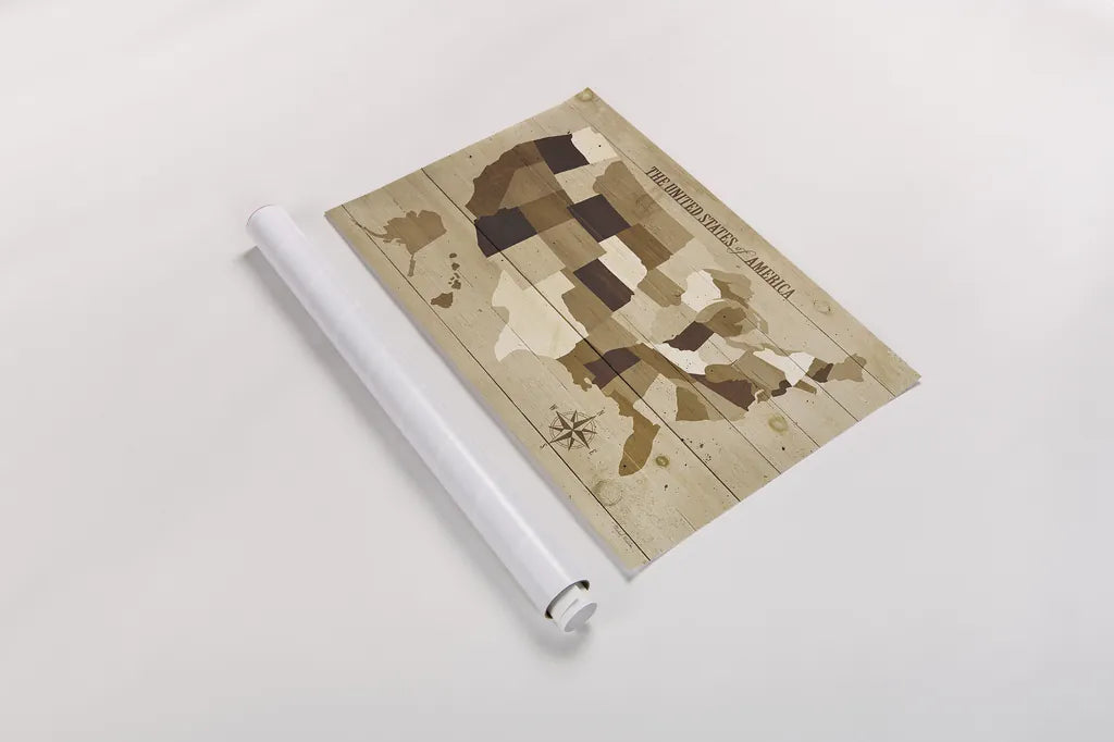 USA Modern Vintage Wood by Michael Mullan. shown as a rolled paper print. Available as archival giclee rolled canvas, fine art paper, or poster print. SKU 12805i.