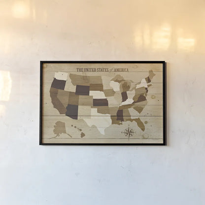 USA Modern Vintage Wood by Michael Mullan. shown as a paper print in a black flame. Available as a archival giclee rolled canvas, fine art paper, or poster print. SKU 12805i.